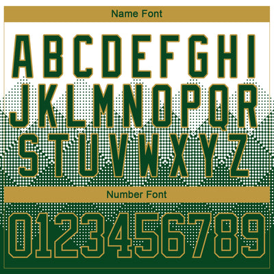 Custom White Green-Old Gold 3D Pattern Gradient Square Shapes Hockey Lace Neck Jersey