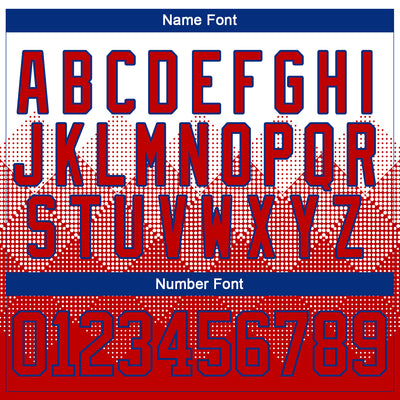 Custom White Red-Royal 3D Pattern Gradient Square Shapes Hockey Lace Neck Jersey