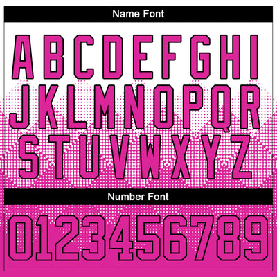 Custom White Deep Pink-Black 3D Pattern Gradient Square Shapes Hockey Lace Neck Jersey