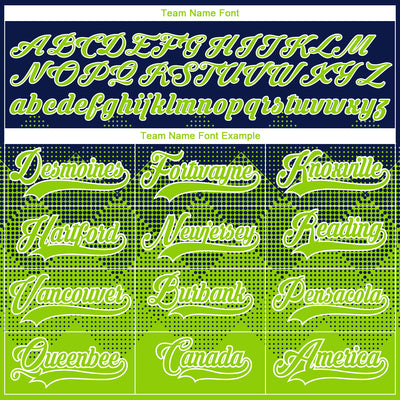 Custom Navy Neon Green-White 3D Pattern Gradient Square Shapes Hockey Lace Neck Jersey