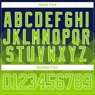 Custom Navy Neon Green-White 3D Pattern Gradient Square Shapes Hockey Lace Neck Jersey