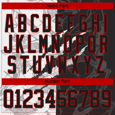 Custom Black White-Red 3D Pattern Gradient Fashion Scratch Hockey Lace Neck Jersey