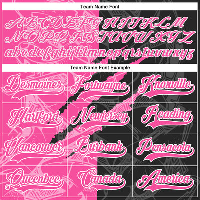 Custom Black Pink-White 3D Pattern Gradient Fashion Scratch Hockey Lace Neck Jersey