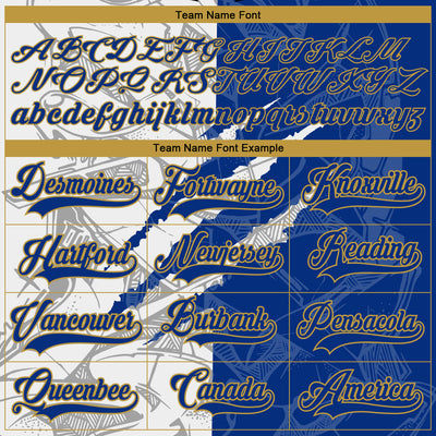 Custom Royal White-Old Gold 3D Pattern Gradient Fashion Scratch Hockey Lace Neck Jersey