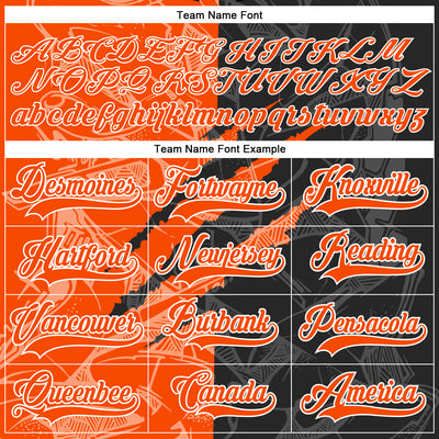 Custom Black Orange-White 3D Pattern Gradient Fashion Scratch Hockey Lace Neck Jersey