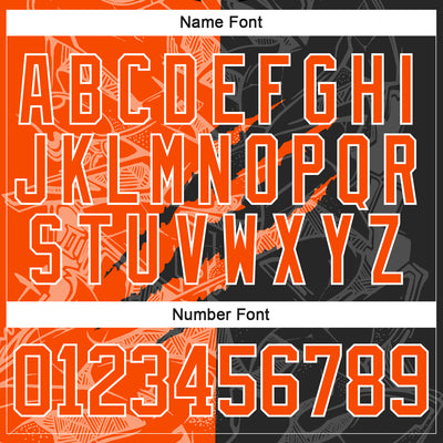 Custom Black Orange-White 3D Pattern Gradient Fashion Scratch Hockey Lace Neck Jersey