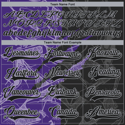 Custom Black Purple-Gray 3D Pattern Gradient Fashion Scratch Hockey Lace Neck Jersey