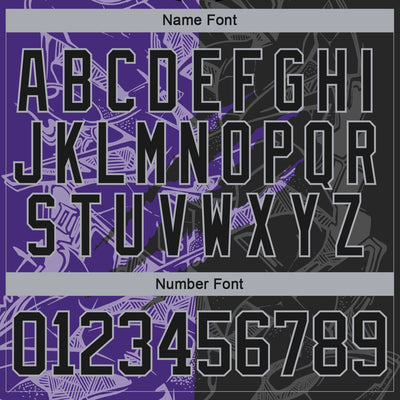 Custom Black Purple-Gray 3D Pattern Gradient Fashion Scratch Hockey Lace Neck Jersey