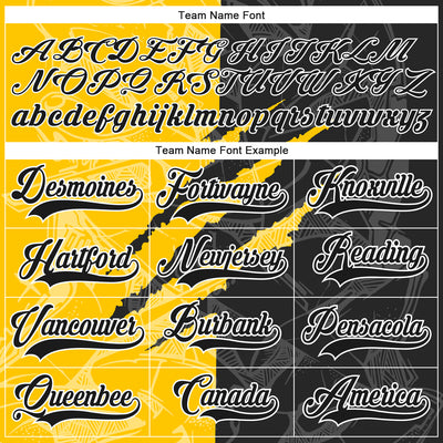 Custom Black Yellow-White 3D Pattern Gradient Fashion Scratch Hockey Lace Neck Jersey