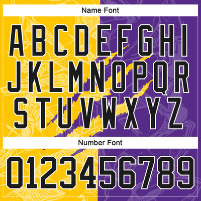 Custom Purple Black Yellow-White 3D Pattern Gradient Fashion Scratch Hockey Lace Neck Jersey