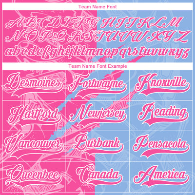 Custom Light Blue Pink-White 3D Pattern Gradient Fashion Scratch Hockey Lace Neck Jersey