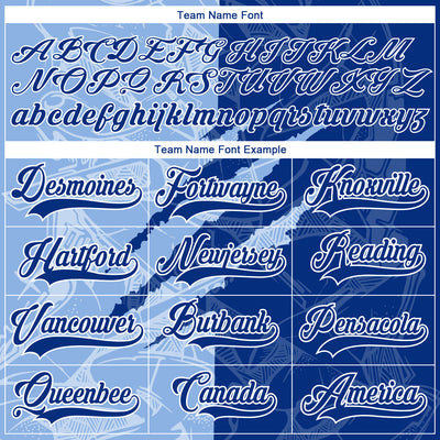 Custom Royal Light Blue-White 3D Pattern Gradient Fashion Scratch Hockey Lace Neck Jersey