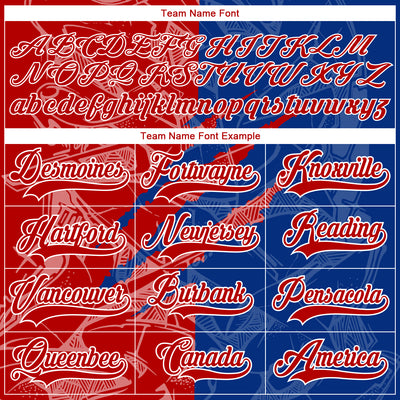 Custom Royal Red-White 3D Pattern Gradient Fashion Scratch Hockey Lace Neck Jersey