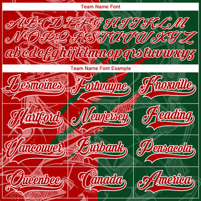 Custom Green Red-White 3D Pattern Gradient Fashion Scratch Hockey Lace Neck Jersey