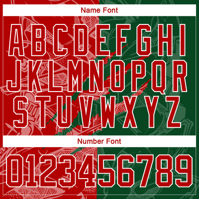 Custom Green Red-White 3D Pattern Gradient Fashion Scratch Hockey Lace Neck Jersey