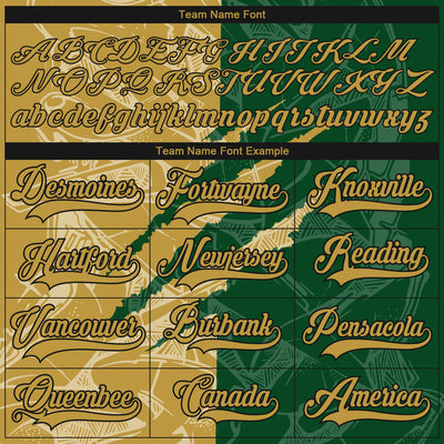 Custom Green Old Gold-Black 3D Pattern Gradient Fashion Scratch Hockey Lace Neck Jersey