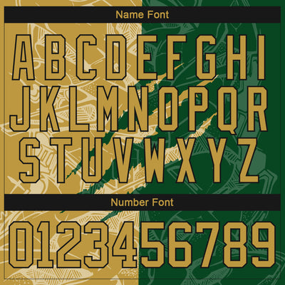 Custom Green Old Gold-Black 3D Pattern Gradient Fashion Scratch Hockey Lace Neck Jersey