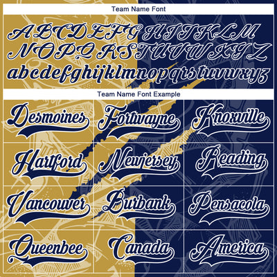 Custom Navy Old Gold-White 3D Pattern Gradient Fashion Scratch Hockey Lace Neck Jersey