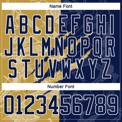 Custom Navy Old Gold-White 3D Pattern Gradient Fashion Scratch Hockey Lace Neck Jersey