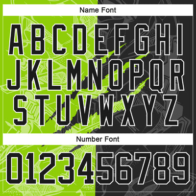 Custom Black Neon Green-White 3D Pattern Gradient Fashion Scratch Hockey Lace Neck Jersey