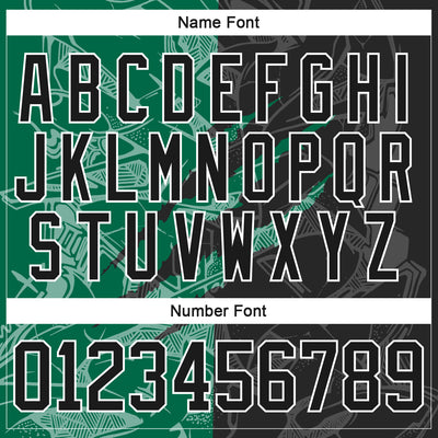 Custom Black Kelly Green-White 3D Pattern Gradient Fashion Scratch Hockey Lace Neck Jersey