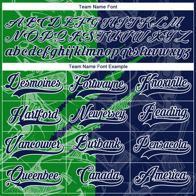 Custom Navy Grass Green-White 3D Pattern Gradient Fashion Scratch Hockey Lace Neck Jersey