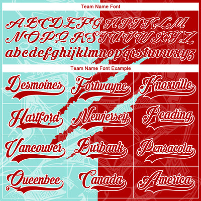 Custom Red Ice Blue-White 3D Pattern Gradient Fashion Scratch Hockey Lace Neck Jersey