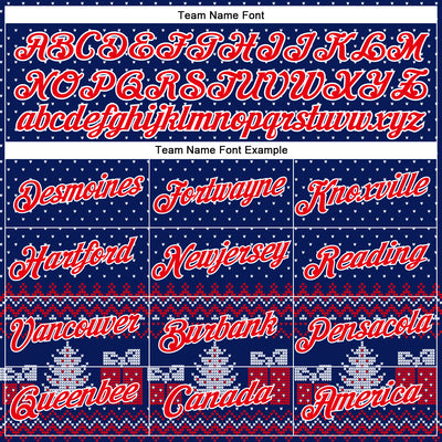 Custom Stitched Royal Red-White 3D Christmas Ugly Sweater Sports Pullover Sweatshirt Hoodie