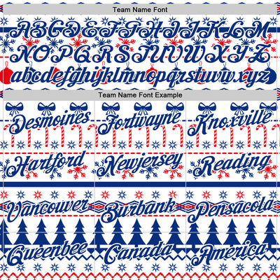 Custom Stitched Royal Royal-White 3D Christmas Ugly Sweater Sports Pullover Sweatshirt Hoodie