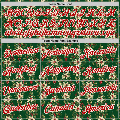 Custom Stitched Green Red-Cream 3D Christmas Floral Sports Pullover Sweatshirt Hoodie