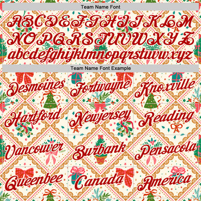 Custom Stitched Cream Red-Cream 3D Christmas Patchwork Sports Pullover Sweatshirt Hoodie