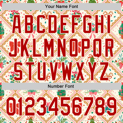 Custom Stitched Cream Red-Cream 3D Christmas Patchwork Sports Pullover Sweatshirt Hoodie