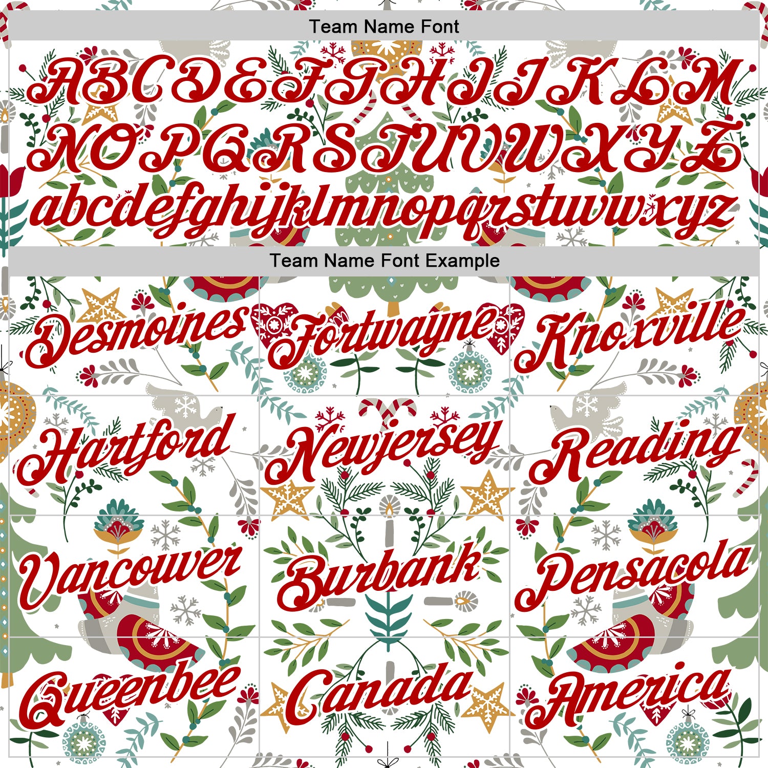 Custom Stitched White Red-White 3D Christmas Floral Sports Pullover Sweatshirt Hoodie