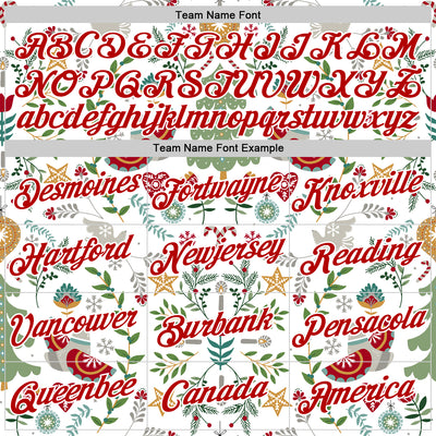 Custom Stitched White Red-White 3D Christmas Floral Sports Pullover Sweatshirt Hoodie