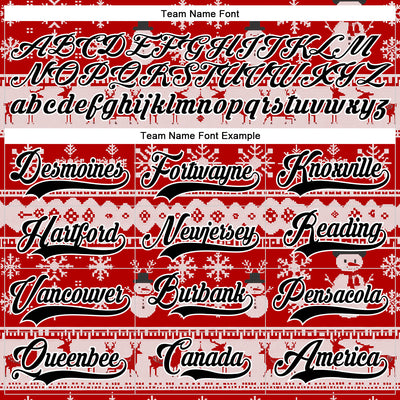 Custom Red Black-White 3D Christmas Ugly Sweater Hockey Lace Neck Jersey