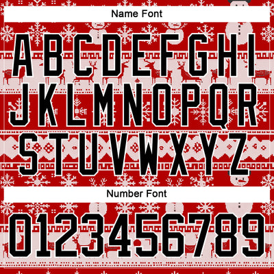 Custom Red Black-White 3D Christmas Ugly Sweater Hockey Lace Neck Jersey