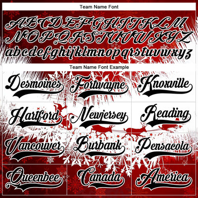 Custom Red Black-White 3D Christmas Reindeer Hockey Lace Neck Jersey