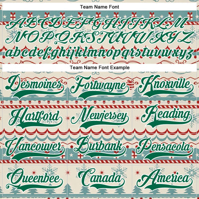 Custom Red Kelly Green-White 3D Christmas Ugly Sweater Hockey Lace Neck Jersey