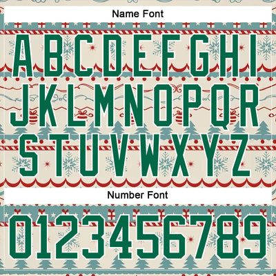 Custom Red Kelly Green-White 3D Christmas Ugly Sweater Hockey Lace Neck Jersey