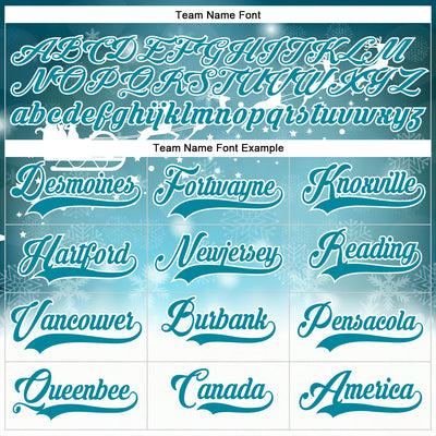 Custom Teal Teal-White 3D Christmas Reindeer Hockey Lace Neck Jersey