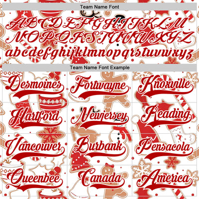 Custom White Red-White 3D Christmas Hockey Lace Neck Jersey