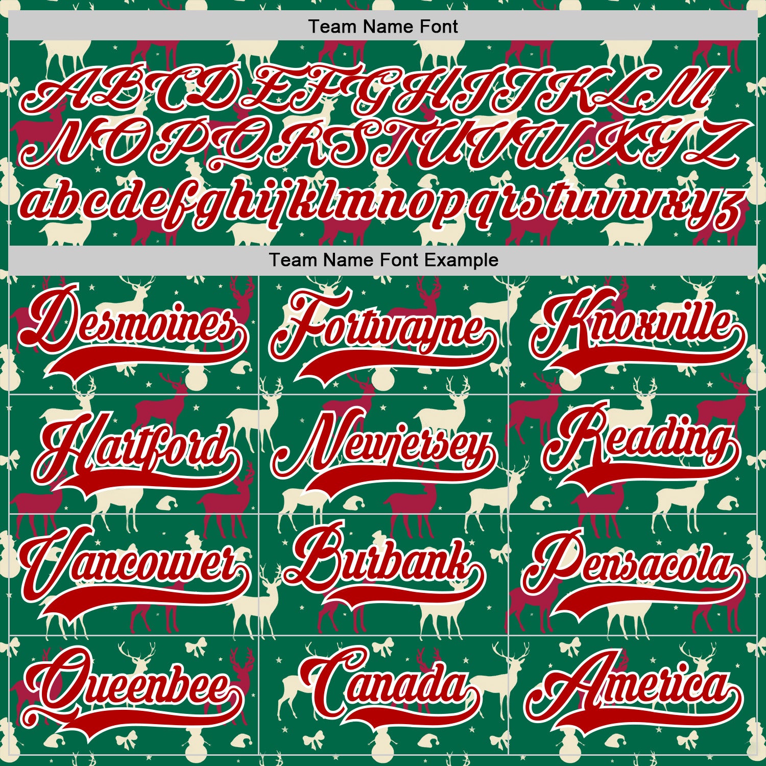 Custom Kelly Green Red-White 3D Christmas Reindeer Hockey Lace Neck Jersey