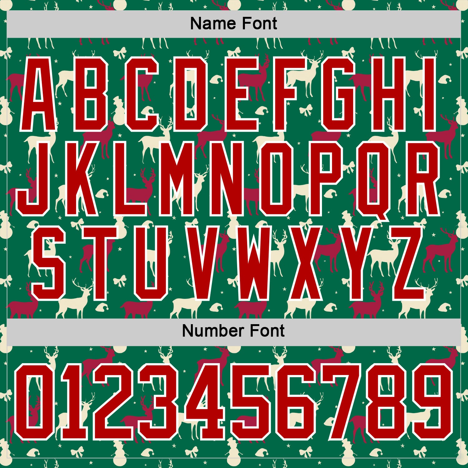 Custom Kelly Green Red-White 3D Christmas Reindeer Hockey Lace Neck Jersey