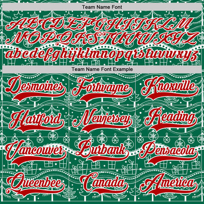 Custom Kelly Green Red-White 3D Christmas Hockey Lace Neck Jersey