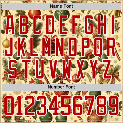 Custom Red Red-White 3D Christmas Hockey Lace Neck Jersey