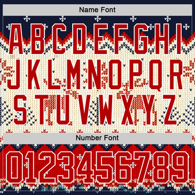 Custom Navy Red-White 3D Christmas Ugly Sweater Hockey Lace Neck Jersey