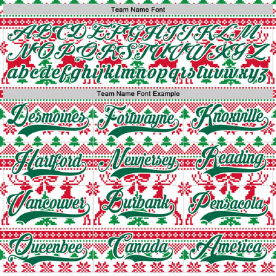 Custom Red Kelly Green-White 3D Christmas Ugly Sweater Hockey Lace Neck Jersey