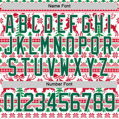 Custom Red Kelly Green-White 3D Christmas Ugly Sweater Hockey Lace Neck Jersey