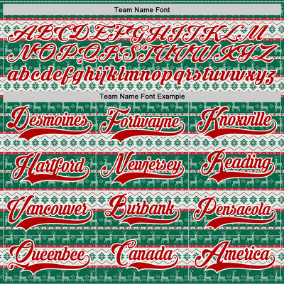 Custom Kelly Green Red-White 3D Christmas Ugly Sweater Hockey Lace Neck Jersey