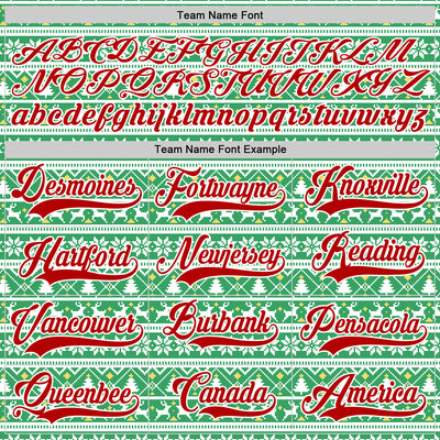 Custom Kelly Green Red-White 3D Christmas Ugly Sweater Hockey Lace Neck Jersey